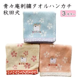 画像1: 刺繍タオルハンカチ／あきたいぬ・秋田犬