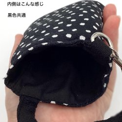画像5: ポーチ スマホ デジカメ 約14.5×9.5cm ケース メンズ レディース 小さめ 小物入れ 夢二 ちりめん 水玉 黒 | 和柄,プレゼント,ギフト