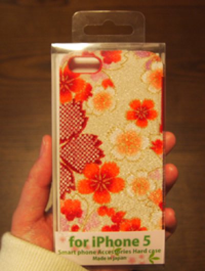 画像1: iPhone 5 対応ケース/本物のちりめんを貼り付けた「華こまち」全4種類