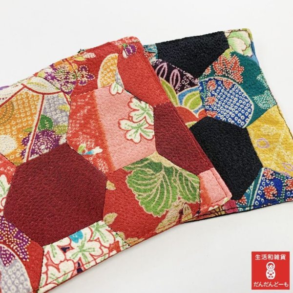 画像3: コースター パッチワーク 和柄 赤と黒 (3)