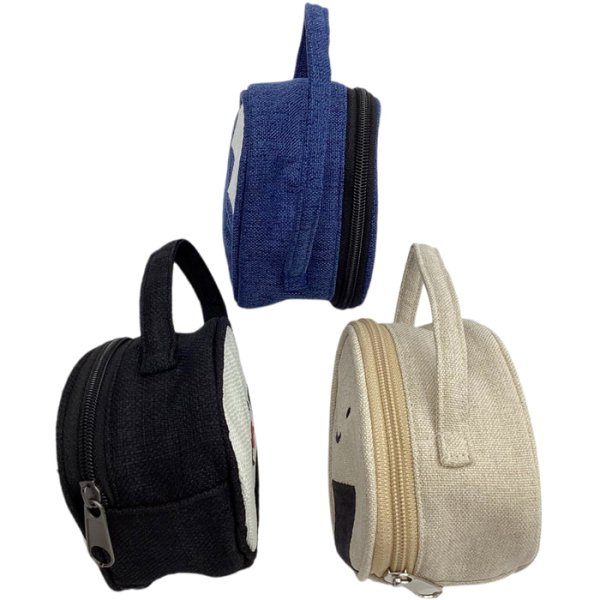 画像3: ポーチ 化粧 小さめ 小物入れ 約12×12×7cm 綿100％ メンズ レディース 旅行 持ち運び マチあり 和柄 おにぎり型 ポーチ (3)