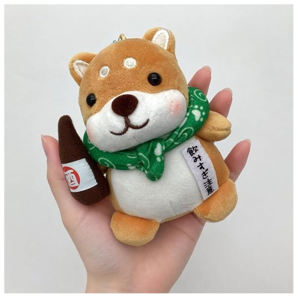 画像4: キーホルダー キーチェーン 全長 約16.5×10cm 柴犬 ボールチェーン ふえ入り マスコット 旅 しばいぬ 飲みすぎ注意   (4)